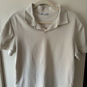 Zara (unisex) Off-White Polo Shirt